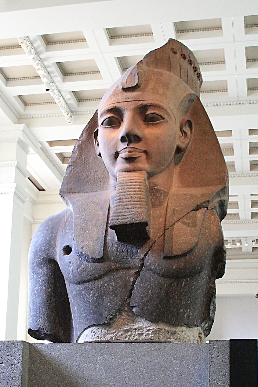 A statue of Ramesses II, who supposedly battled the Sea Peoples.