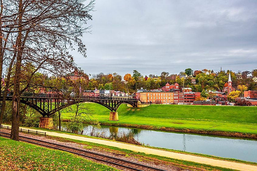 Historical Galena Town view at Autumn in Illinois