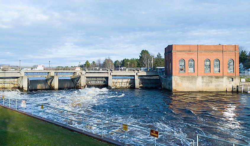 Hydropower Dam on the Oswegatchie River, Heuvelton, New York.