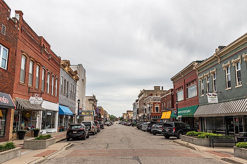 Downtown shopping district in Leavenworth, Kansas