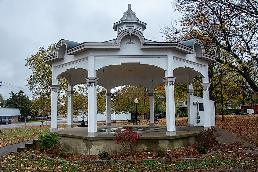 Historic gazebo on Wilhelm Tell Platz in Hohenwald, Tennessee