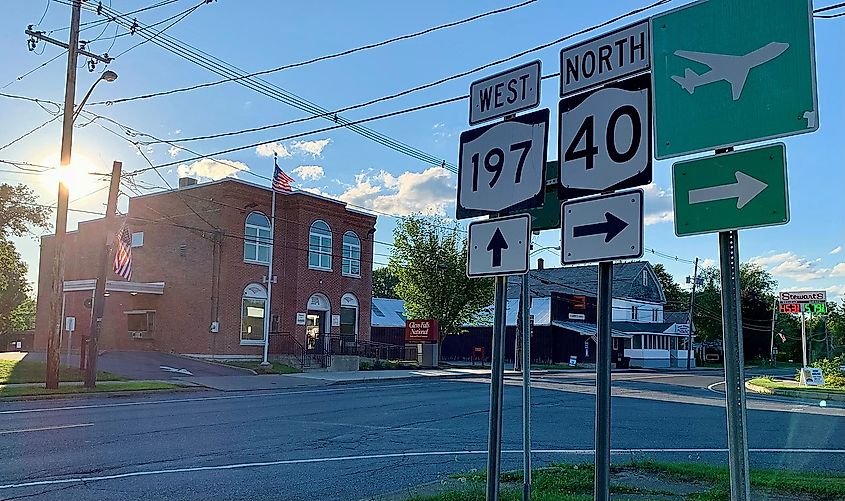 Downtown Argyle, New York businesses at the intersection of New York State Route's 40 and 197.