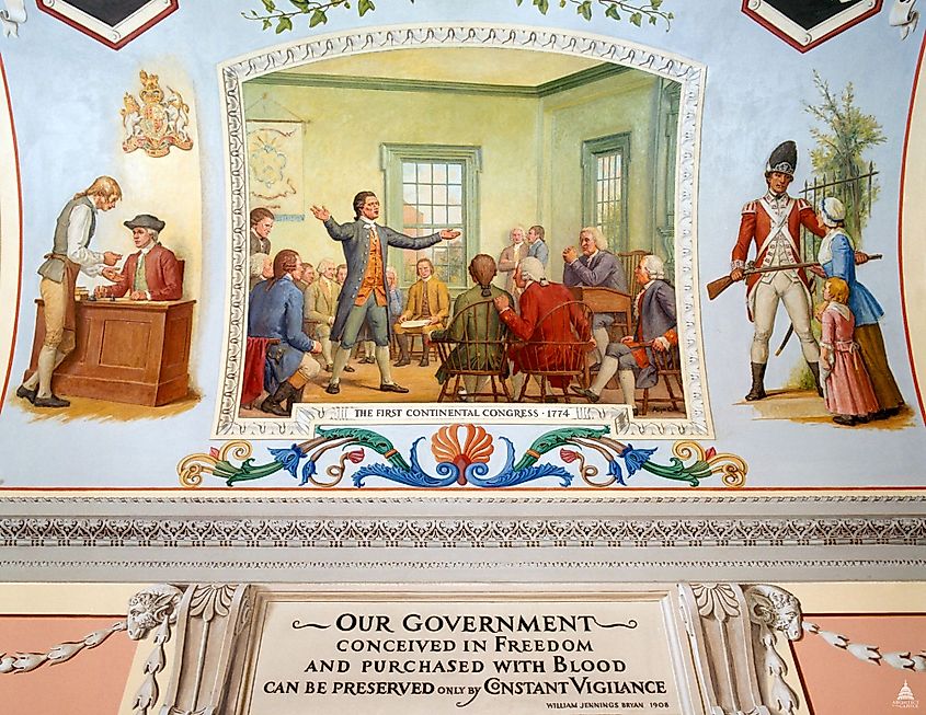 Allyn Cox's mural in oil on canvas depicting the First Continental Congress, 1774