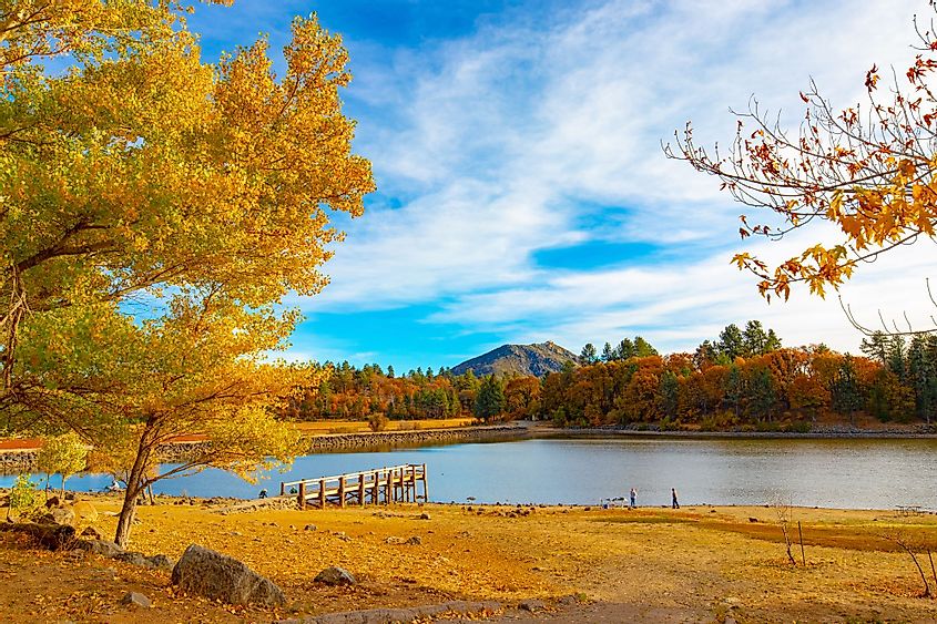 A view of Lake Cuyamaca in autumn in Julian, California