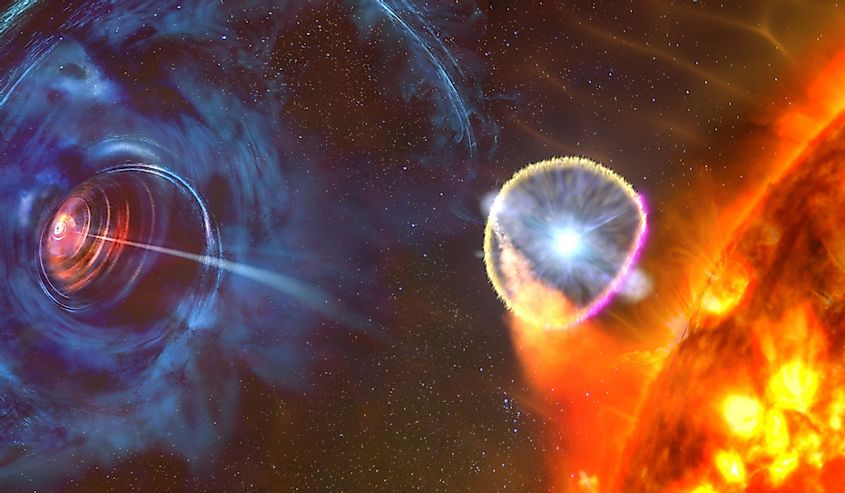 The struggle of opposites in outer space. Matter versus antimatter, star versus black hole.