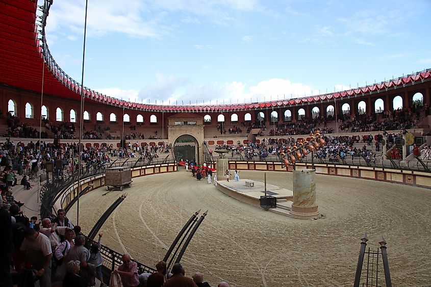 Puy du fou theme park - the arenes with the velarium deployed