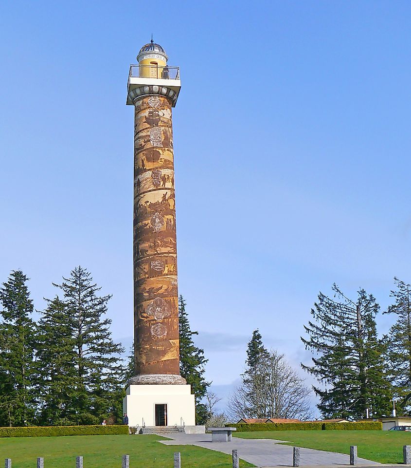 Astoria Column relating the history of the area.
