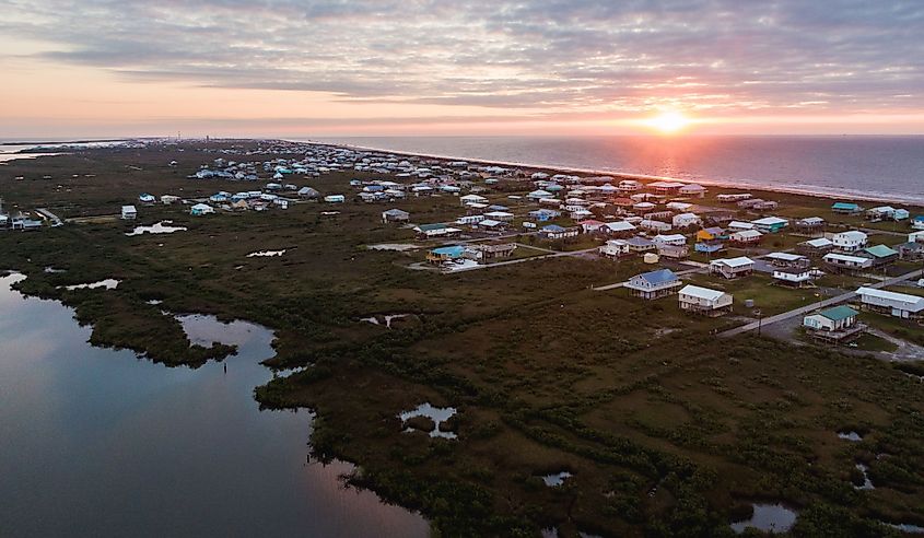 Sunrise over the beach at Grand Isle, Louisiana