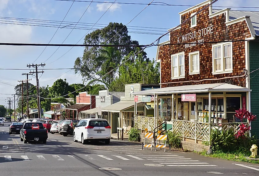 The town of Makawao, Hawaii. 