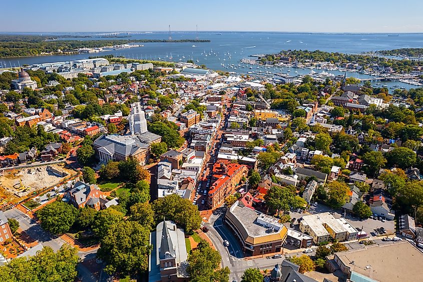 Aerial view of Annapolis, Maryland.