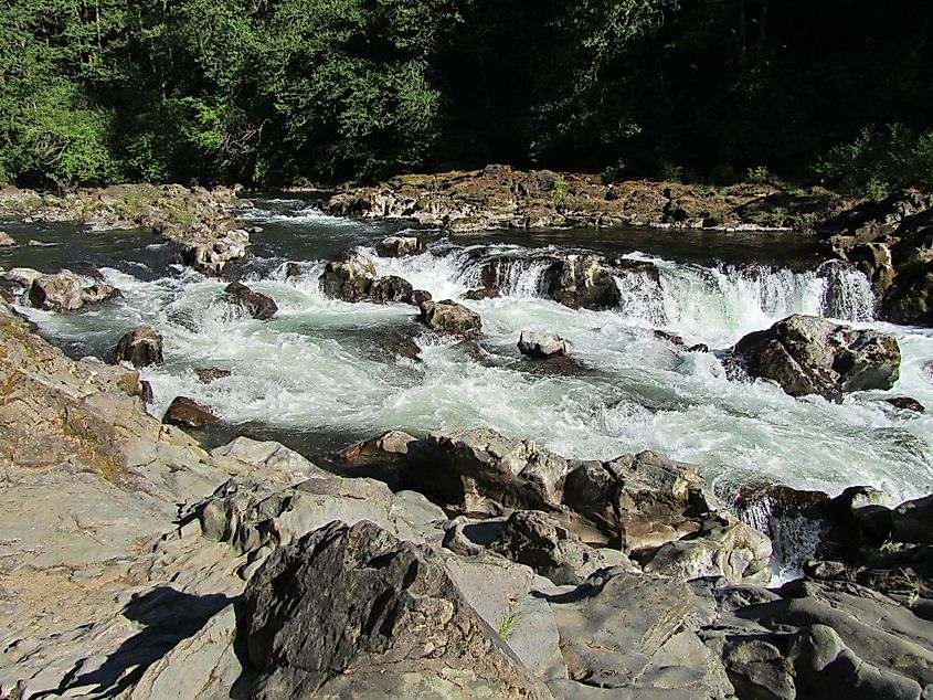 East Fork Lewis River at Moulton Falls Regional Park in Washington