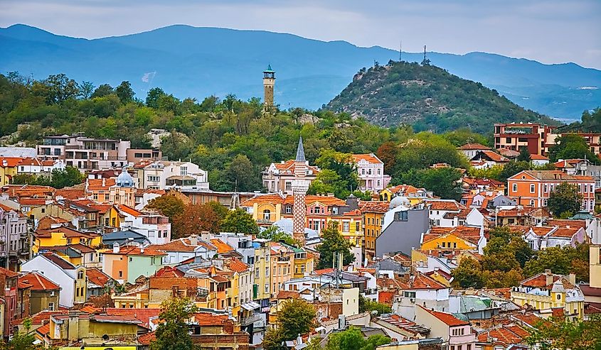 Aerial view of Plovdiv, Bulgaria