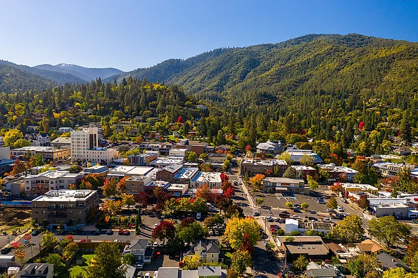 Aerial view of Ashland, Oregon