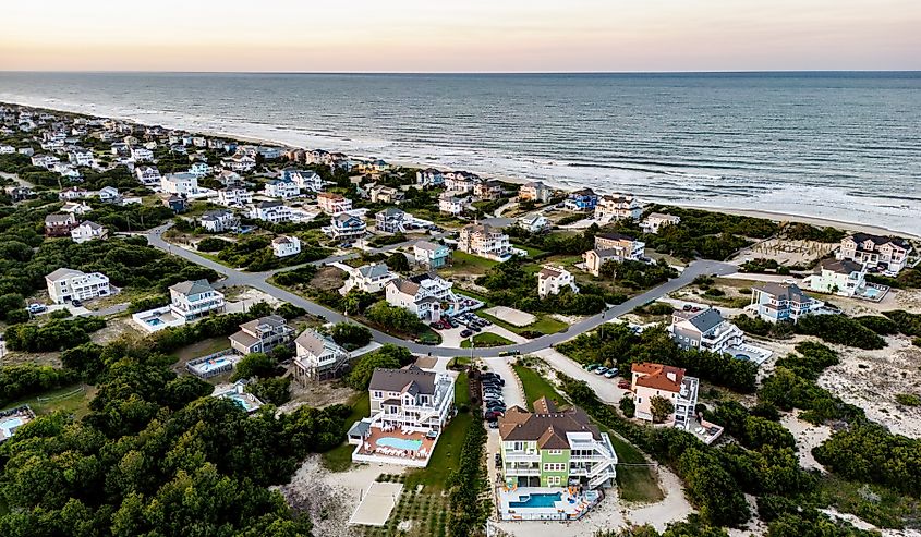 Aerial twilight photo Corolla, North Carolina.