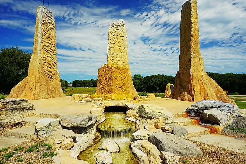 Visitor Center and Art at Ponca State Park, Nebraska.
