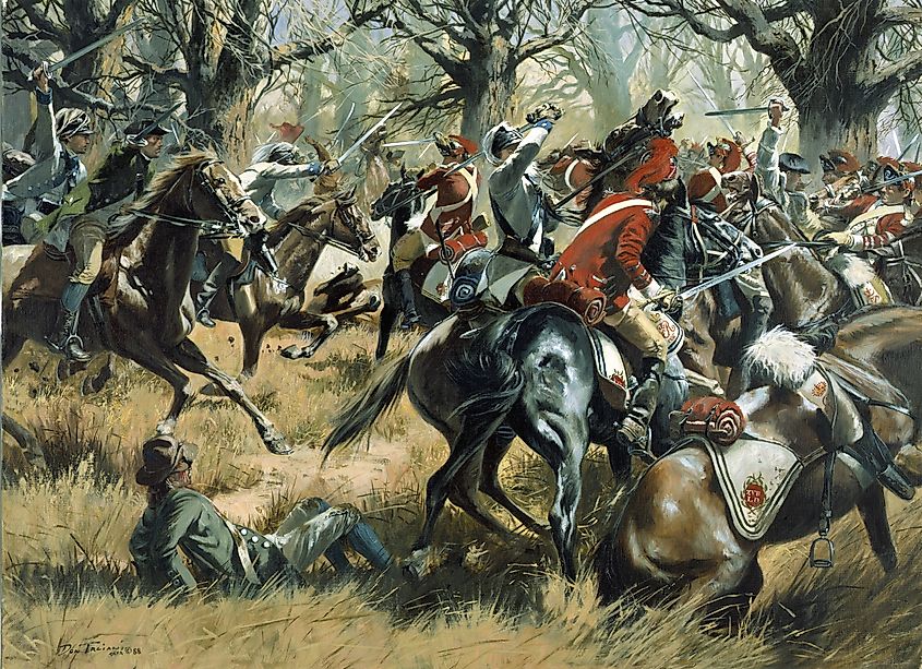 The Battle of Cowpens by Don Troiani for the states of South Carolina, North Carolina, Virginia, Maryland and Delaware, 1781