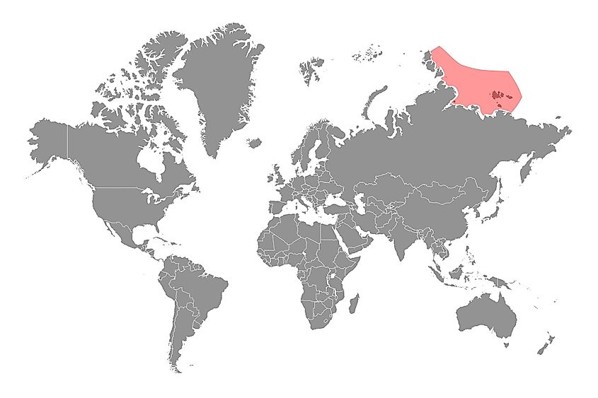 Map showing the location of the Laptev Sea.