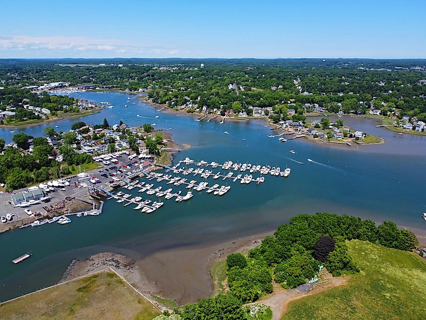 Aerial view of the marina at Danvers, Massachusetts