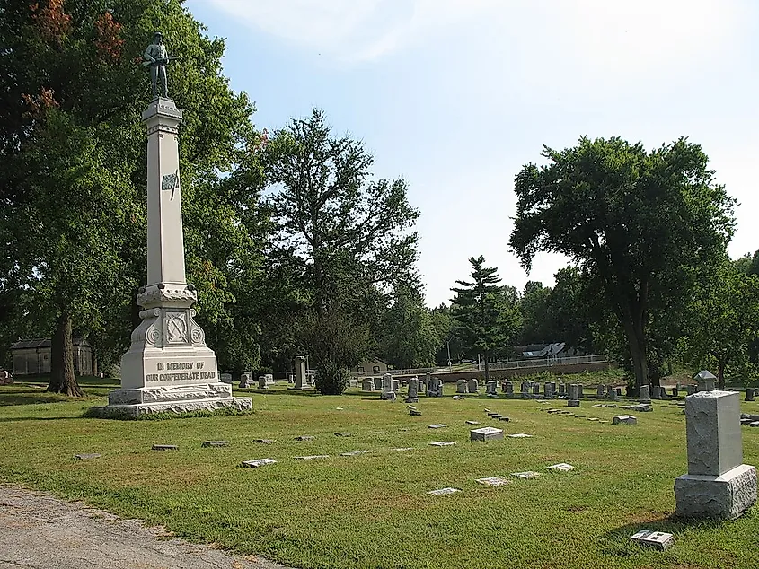 Forest Hill Cemetery, Kansas City, Missouri. Confederate memorial to Battle of Westport.