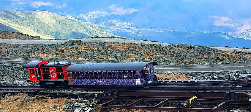 A train of the Mt. Washington Cog Railway of Bretton Woods, New Hampshire 