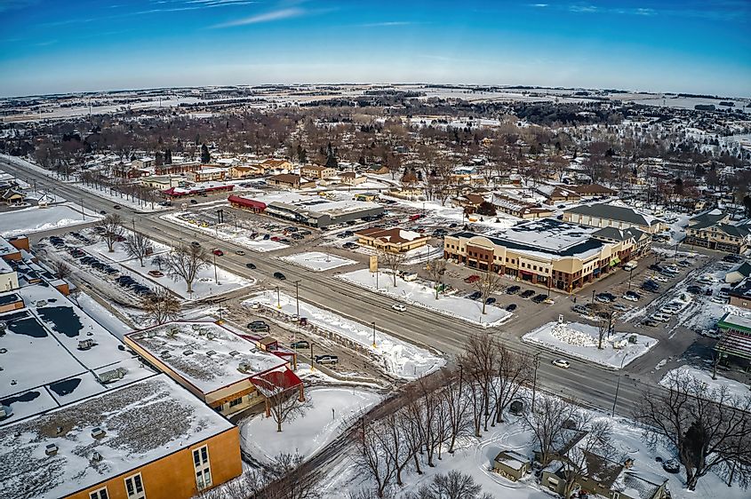 Aerial View of Brandon, South Dakota in Winter
