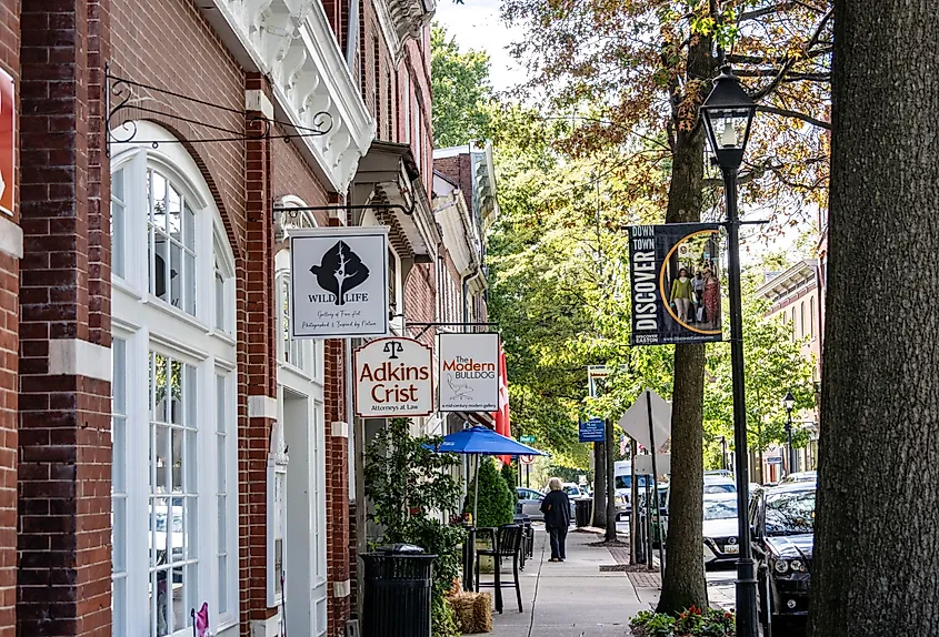 View of Washington Street in Easton, Maryland.