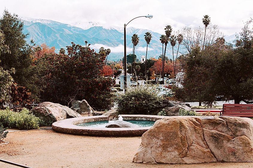 Downtown Ojai California after a winter snow in the mountains By Jeremy Francis