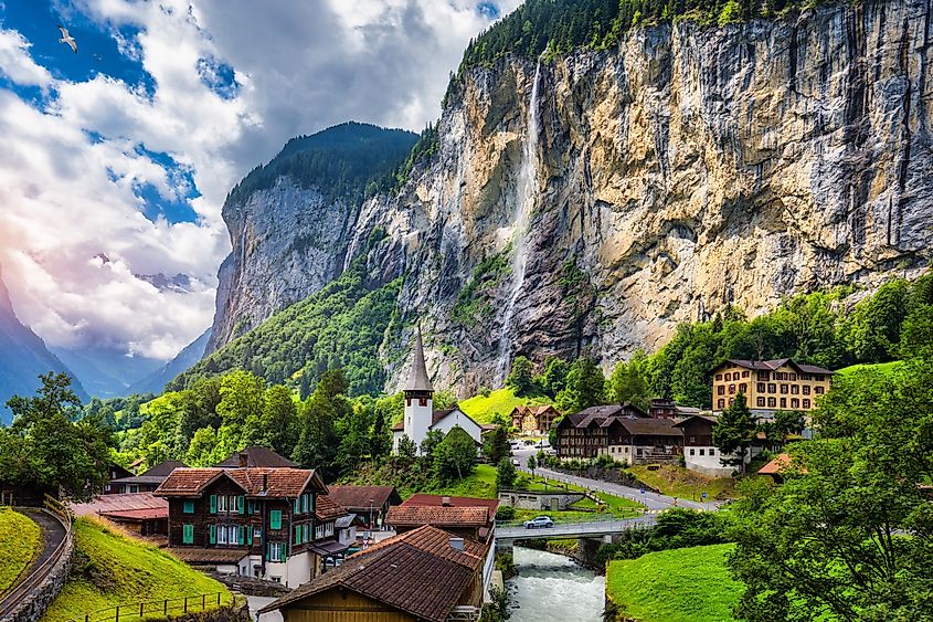 Beautiful summer scenery in Lauterbrunnen, Switzerland.