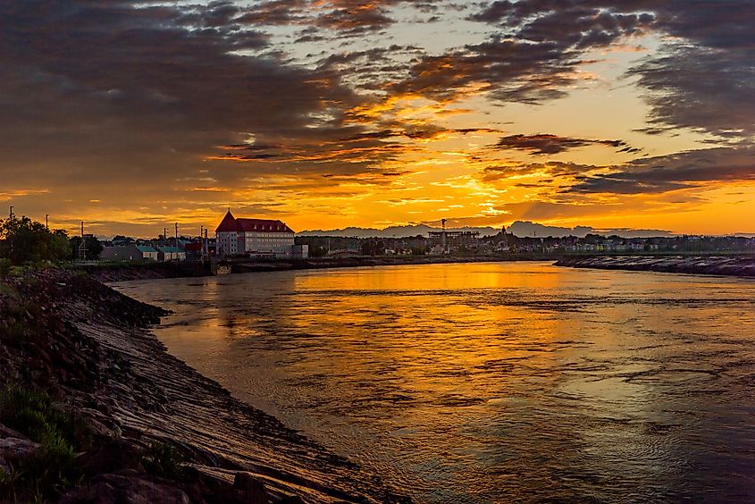 Sunrise over the Petitcodiac River at Moncton and Dieppe, New Brunswick