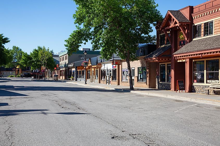 View of the Downtown stores during a sunny morning in Golden, British Columbia, via EB Adventure Photography / Shutterstock.com