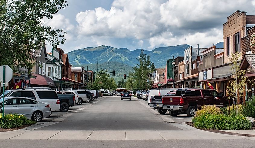 Main Street view in Whitefish, Montana.