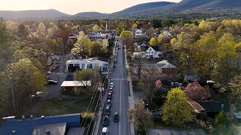 Aerial view of Woodstock, New York.