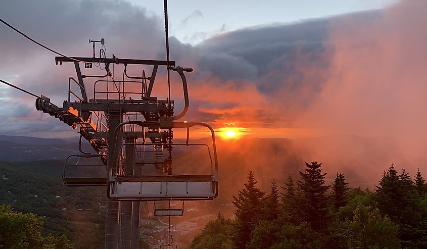 A sunrise at the top of Sugarbush Mountain in Warren, Vermont.