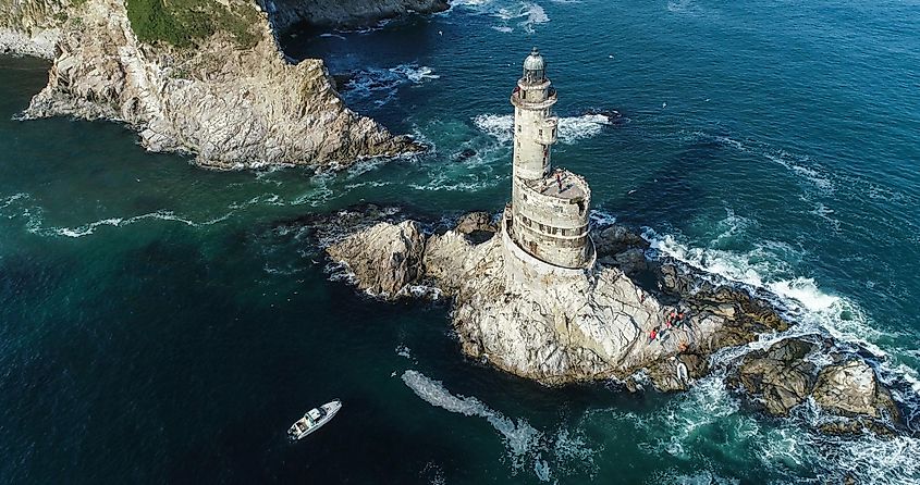 Aerial view of the Aniva Lighthouse.