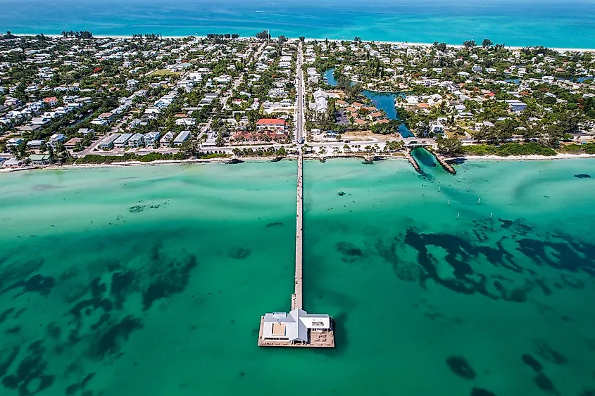 The pier and town at Anna Maria Island, Florida.