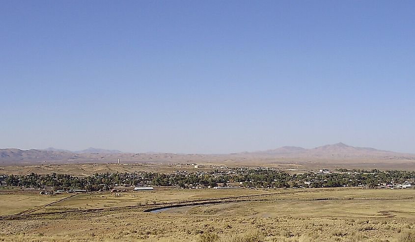 View of Carlin, Nevada from the south side of the Humboldt River.