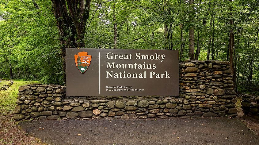 At the entrance of the Great Smoky Mountains National Park, North Carolina