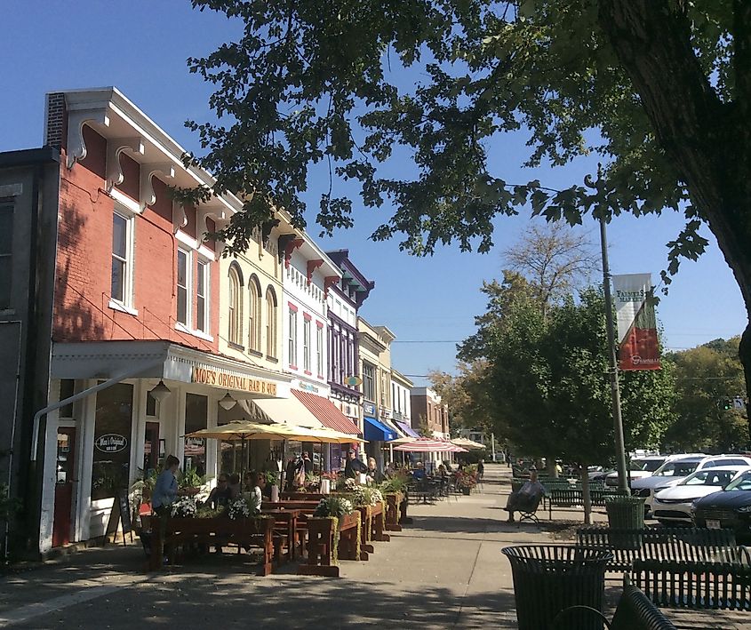 A street scene in Granville, Ohio.