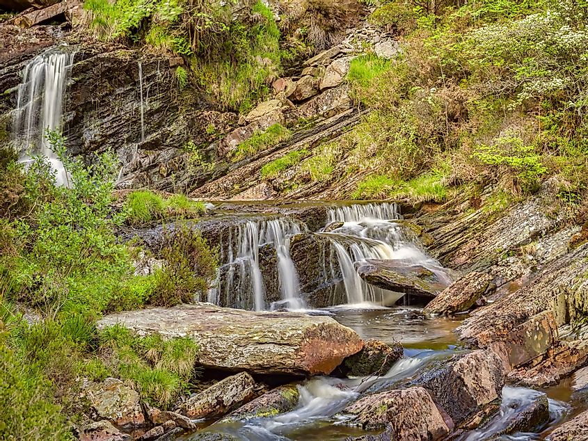 Rhiwargor Waterfall above Lake Vyrnwy, Powys, Wales