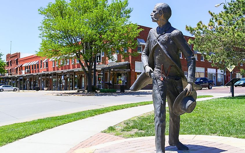 Bronze sculpture of Wyatt Earp as part of the Trail of Fame in the historic district of the city.