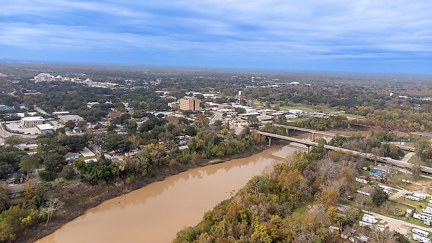 The Brazos River flowing through Richmond Park, Texas.