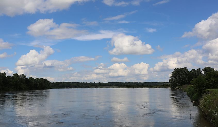 Calm waters on the Des Moines River in Iowa.