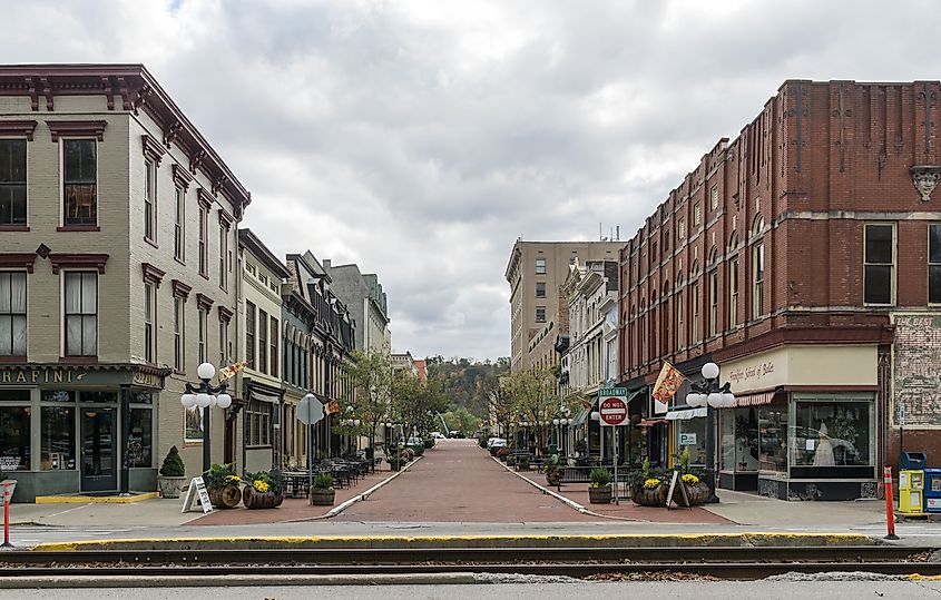 Looking south down St. Clair Street. 