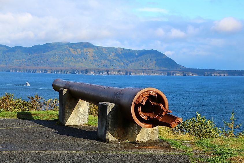 Point Cannon at Fort Abercrombie State Historical Park on Kodiak Island, Alaska