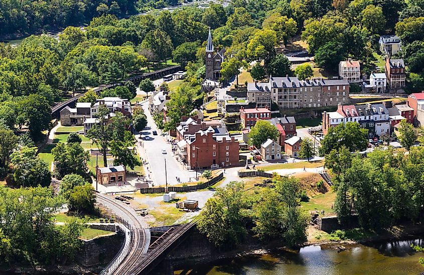 Aerial view of the Harpers Ferry National Historical Park