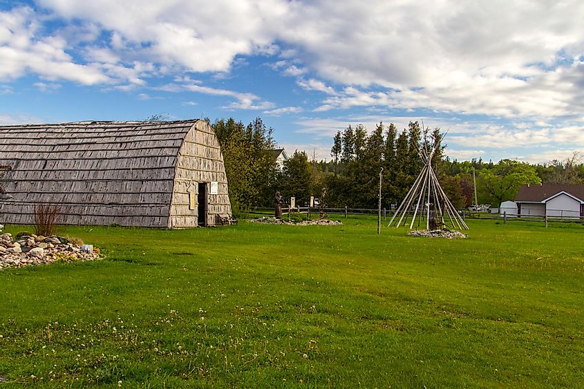Grounds of the Ojibwa Native American Museum in the city of St. Ignace. 