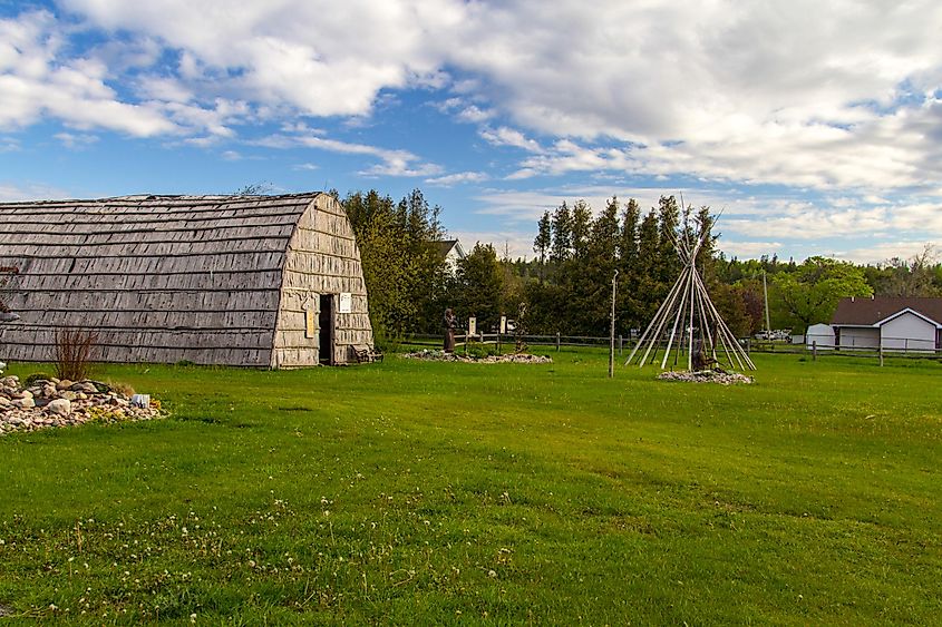 Grounds of the Ojibwa Native American Museum in the city of St. Ignace. 