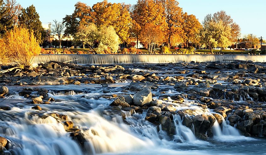 Idaho Falls in autumn. 