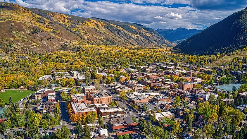 Aerial view of Aspen, Colorado.