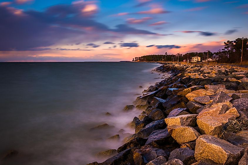 hesapeake Bay at sunset, in Tilghman Island, Maryland.
